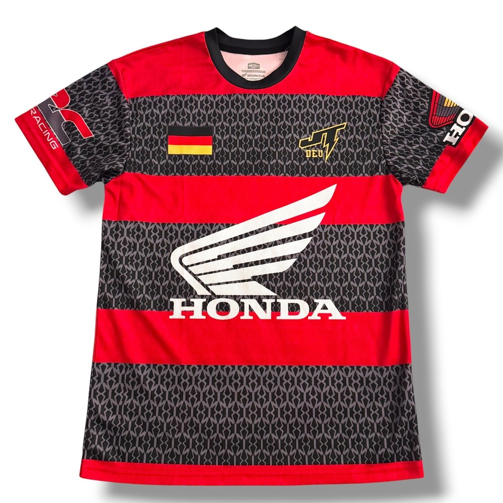 JT Racing Honda Jersey Men Medium Red Black Motocross Racing Shirt AOP #26 DEU